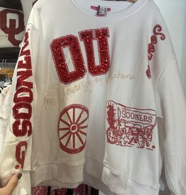 QOS Licensed Oklahoma Big Icons Scattered All Over Sweatshirt
