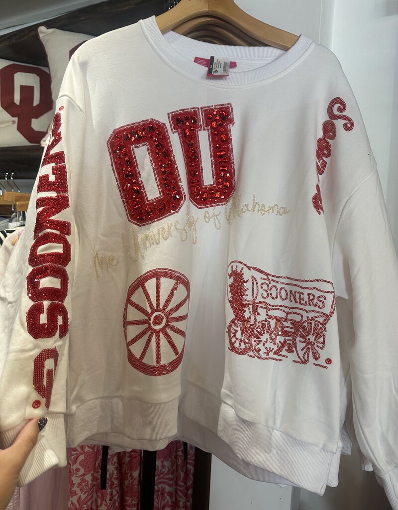 QOS Licensed Oklahoma Big Icons Scattered All Over Sweatshirt