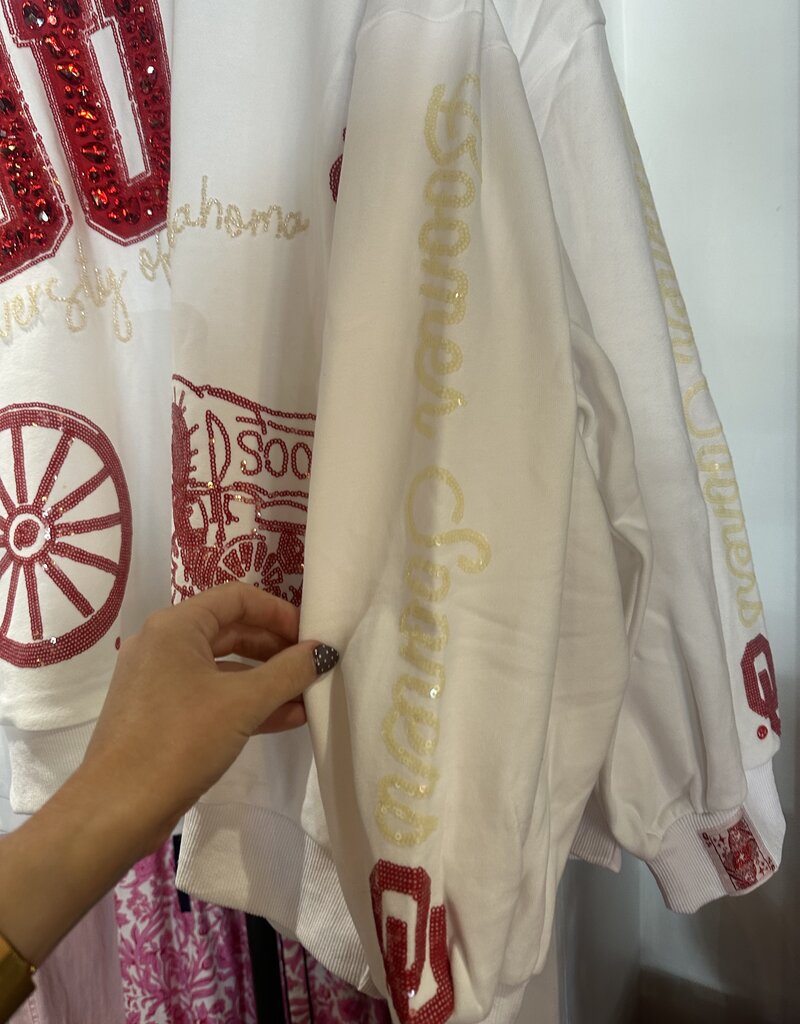 QOS Licensed Oklahoma Big Icons Scattered All Over Sweatshirt