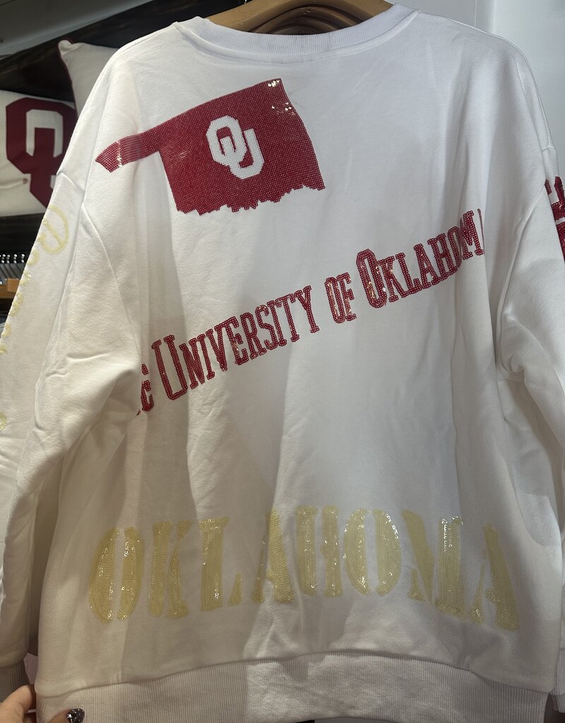 QOS Licensed Oklahoma Big Icons Scattered All Over Sweatshirt