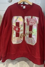 QOS  Licensed Oklahoma Metallic Word With Icons Sweatshirt