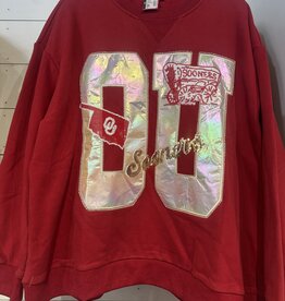 QOS  Licensed Oklahoma Metallic Word With Icons Sweatshirt