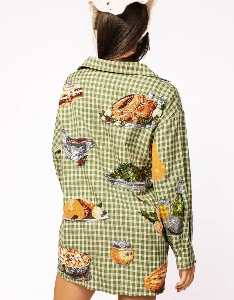 QOS Green Plaid Thanksgiving Dress