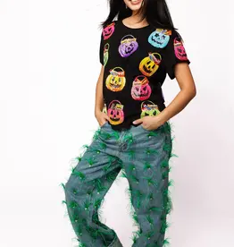 Black Multi Candy In Halloween Baskets Tee