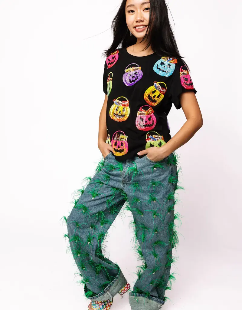 Black Multi Candy In Halloween Baskets Tee