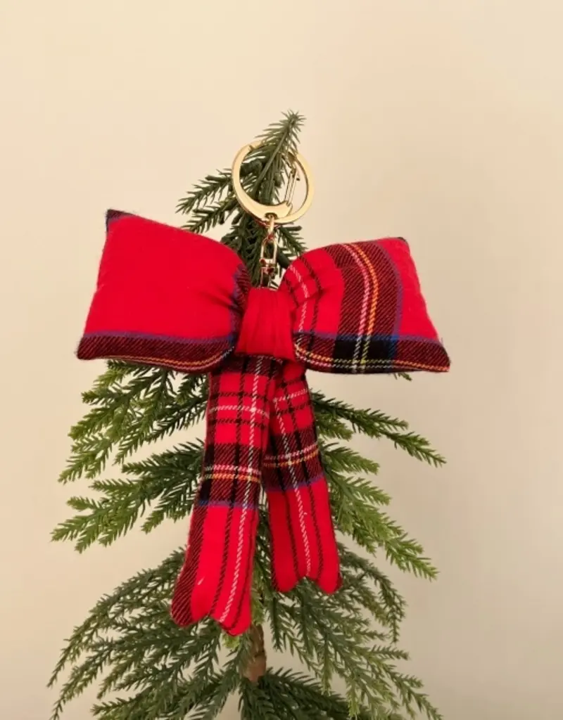 Red Tartan Bow Charm