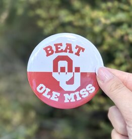 ! Beat Ole Miss Red and White Button