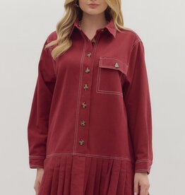 Burg Button Dress