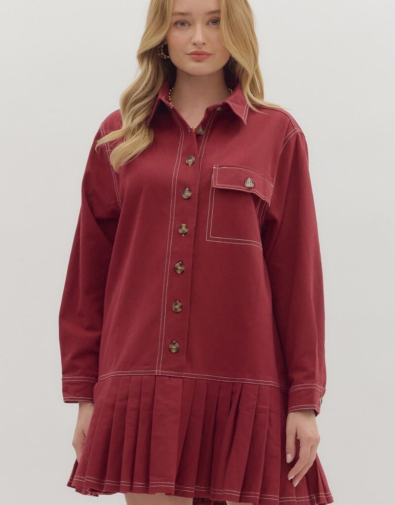 Burg Button Dress