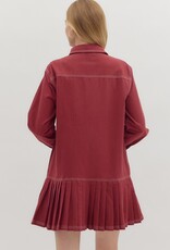 Burg Button Dress