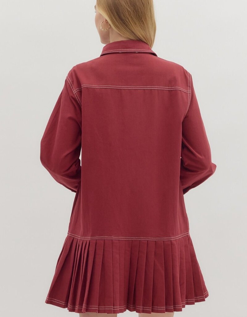 Burg Button Dress