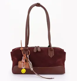 Brown Vegan Suede and Leather Bag