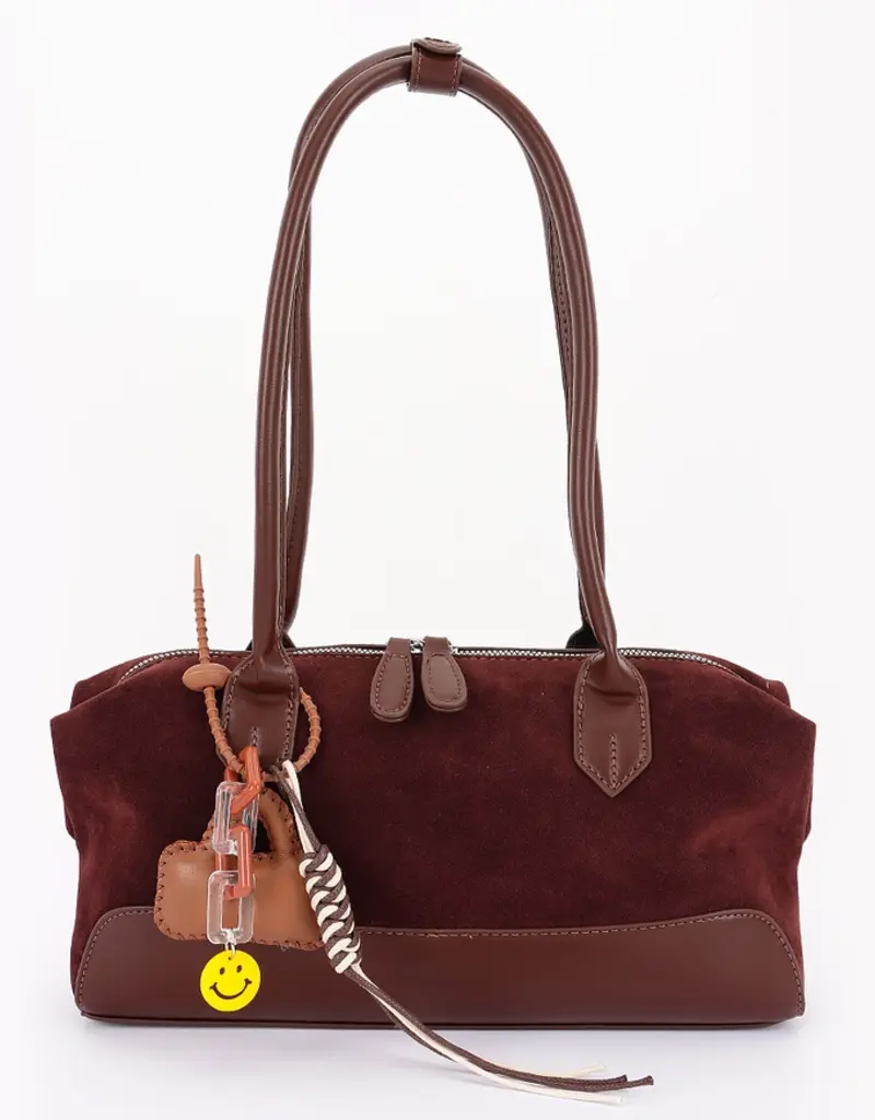 Brown Vegan Suede and Leather Bag