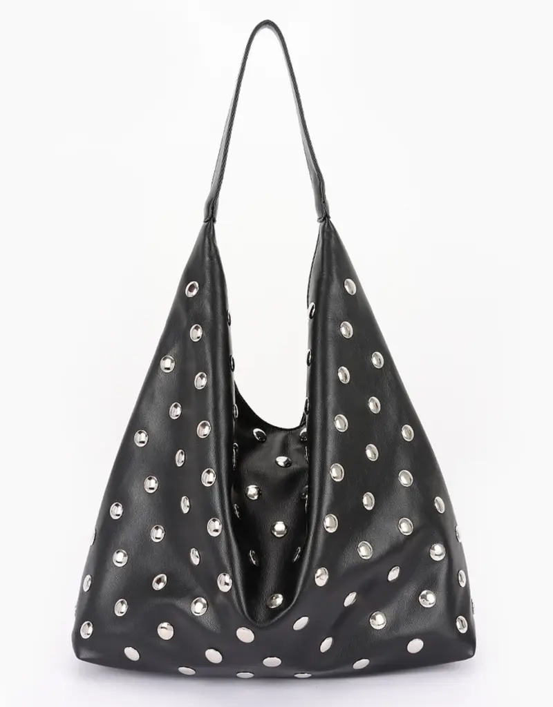 Studded Black Hobo Bag