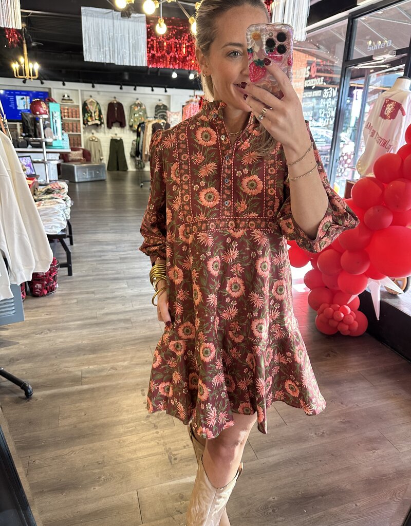 Entro Burgundy Floral Dress