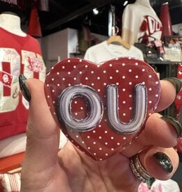 ! Heart Polka Dot OU Button
