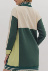 Colorblock Quarter Zip Collared Dress