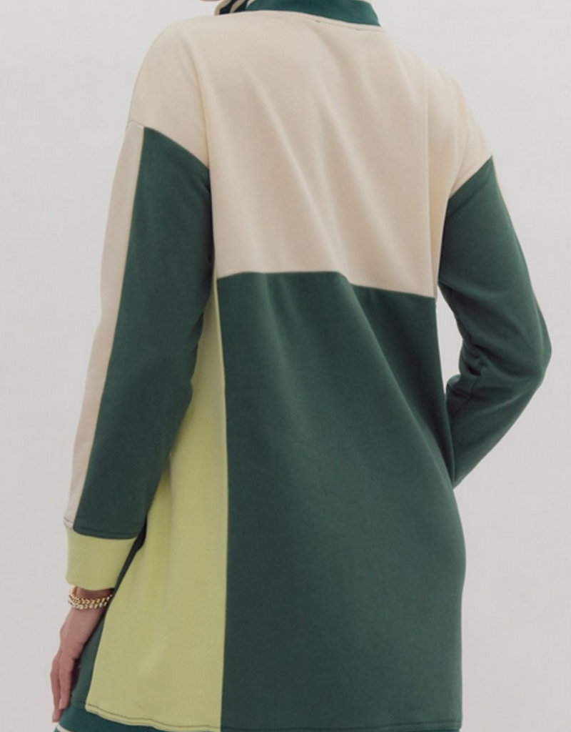 Colorblock Quarter Zip Collared Dress
