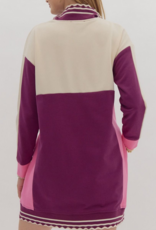 Colorblock Quarter Zip Collared Dress