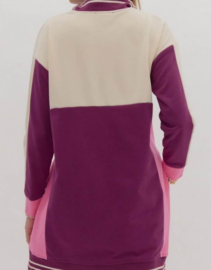 Colorblock Quarter Zip Collared Dress