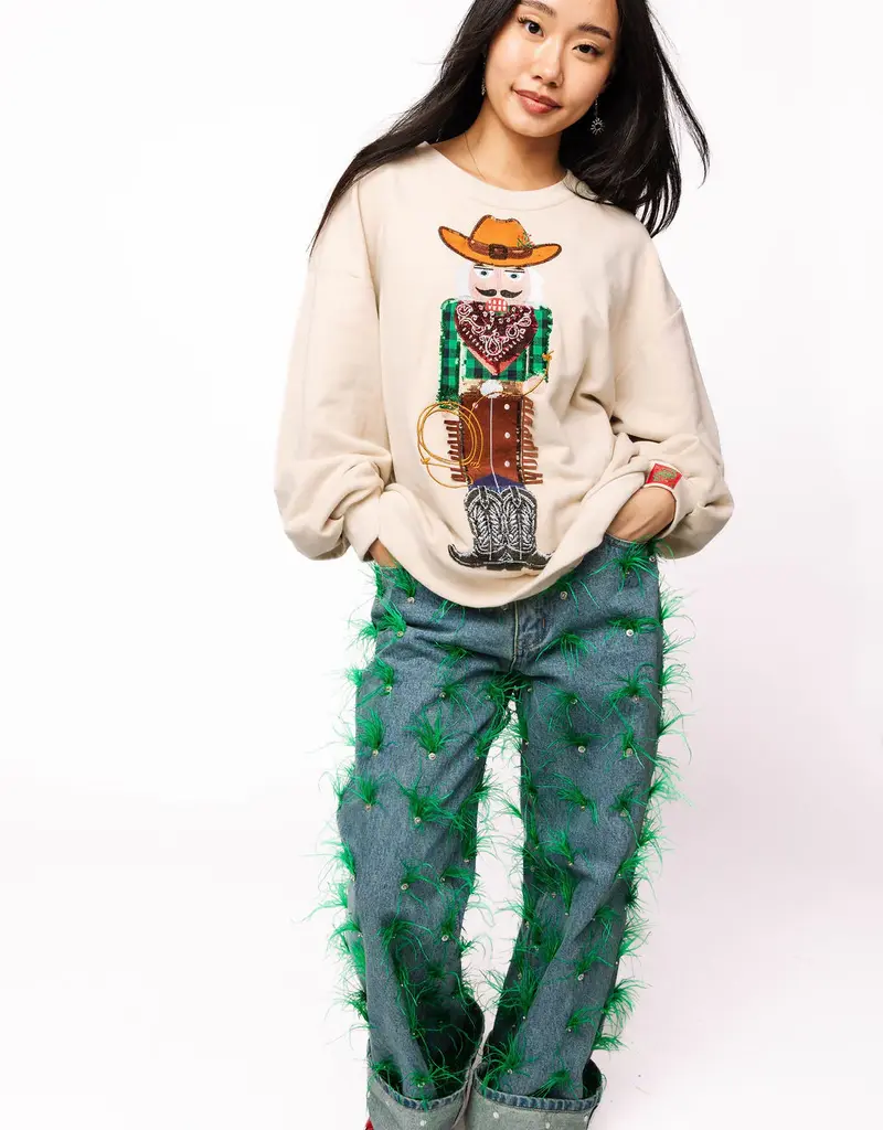 Cream QOS Cowboy Nutcracker Sweatshirt