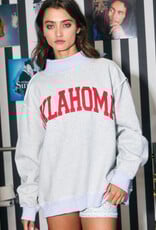 Oklahoma/OK Grey Reversible Mock Neck Sweatshirt