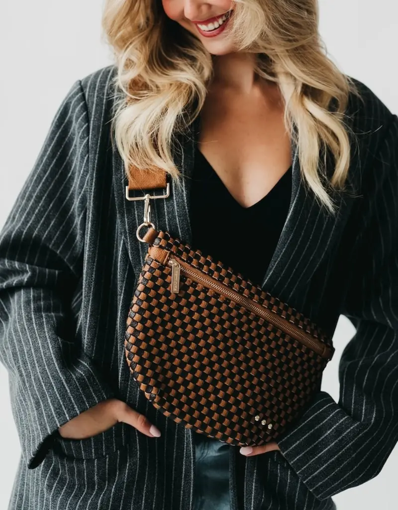 Coffee Check Woven Bum Bag