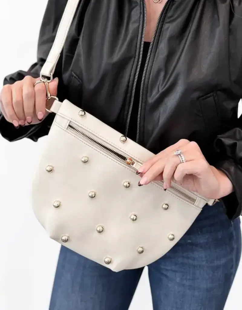 Cream Gold Studded Bum Bag