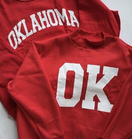 Oklahoma/OK RED Reversible Mock Neck Sweatshirt