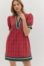 Christmas Plaid Scallop Detailing Dress