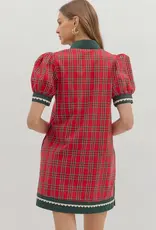 Christmas Plaid Scallop Detailing Dress