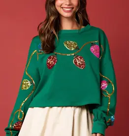 Cropped Green Christmas Light Sweater