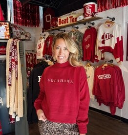 Oklahoma Red Cropped Mock Neck