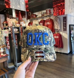 blue okc dark camo hat