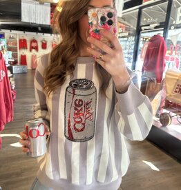 QOS Diet Coke Striped Lightweight Sweater