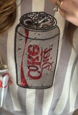 QOS Diet Coke Striped Lightweight Sweater