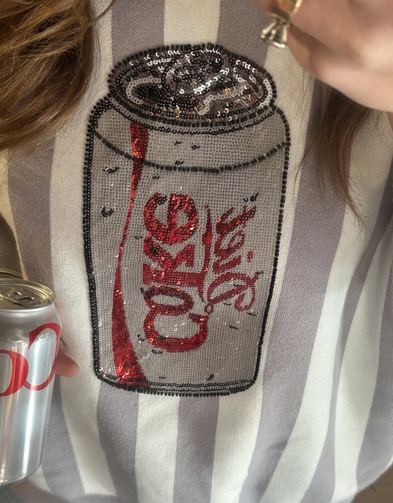 QOS Diet Coke Striped Lightweight Sweater