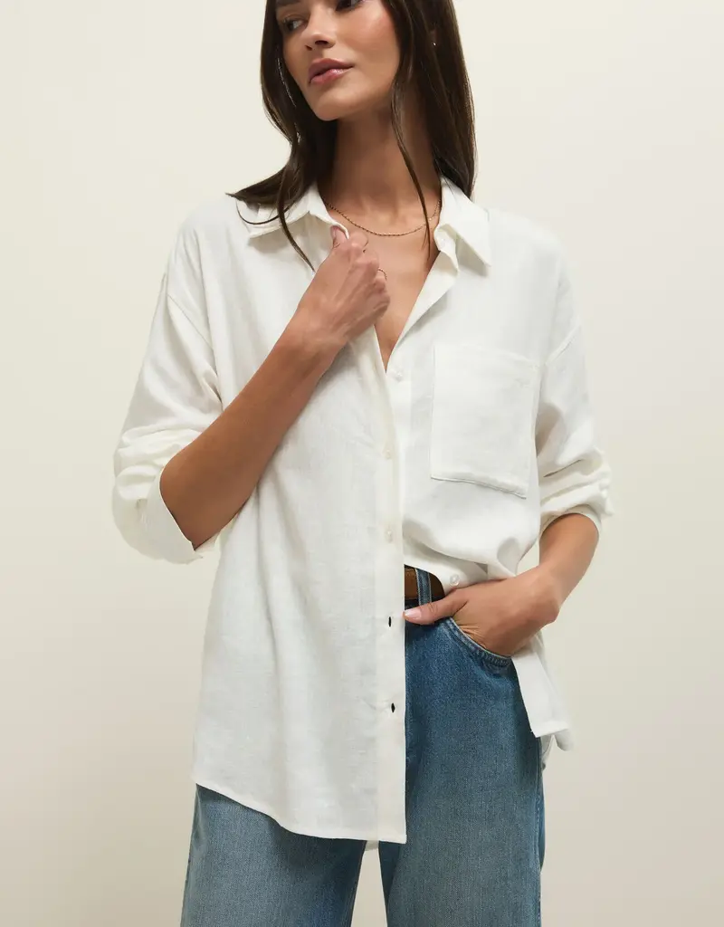 Cream Linen Button Up