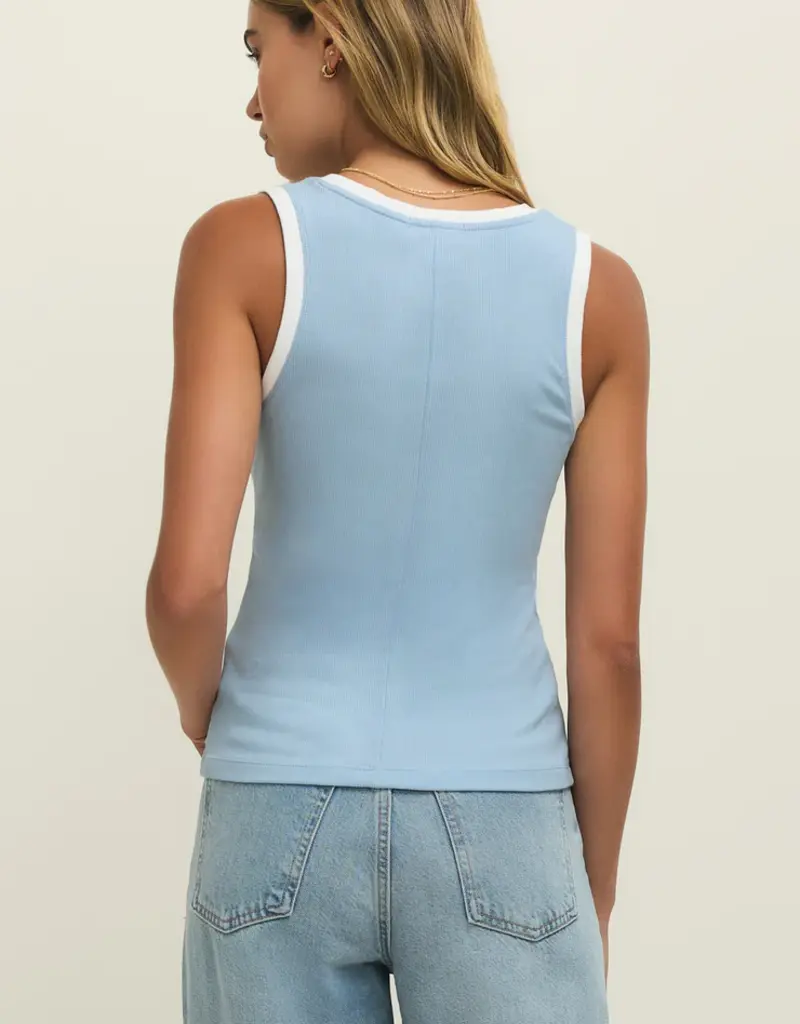 Light Blue Colorblock Ribbed Tank