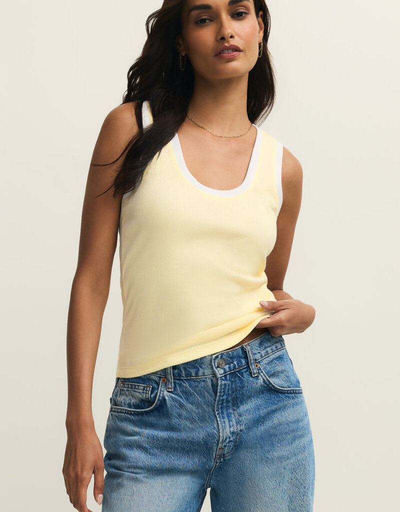 Yellow Colorblock Ribbed Tank