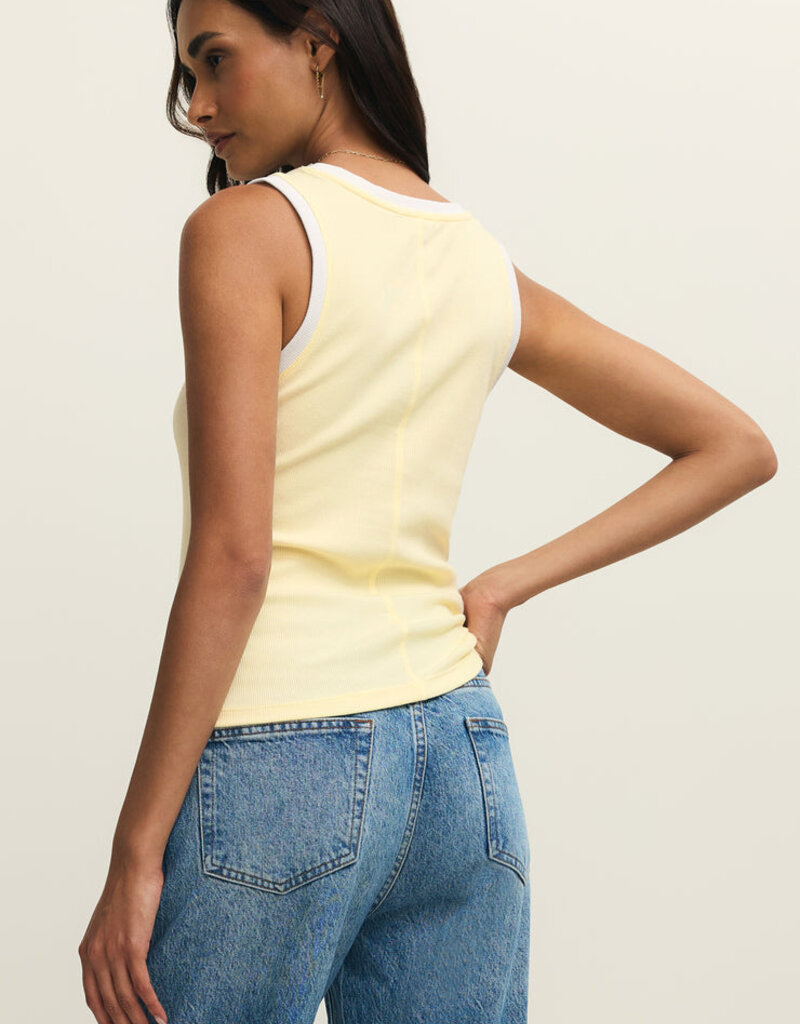 Yellow Colorblock Ribbed Tank