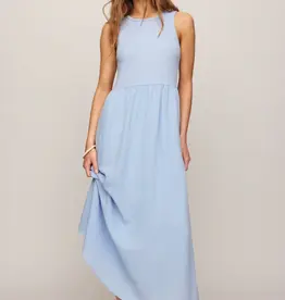 Light Blue Ribbed Maxi Dress