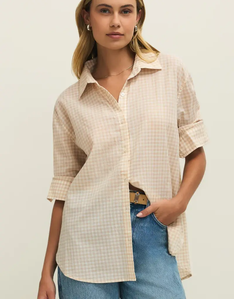 Gingham Button Up Top