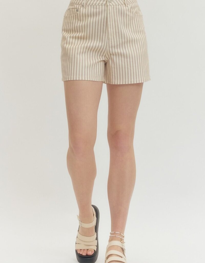 Tan Striped Shorts