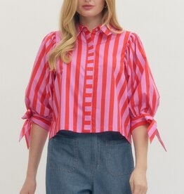 Red/Pink Stripe Bow Top