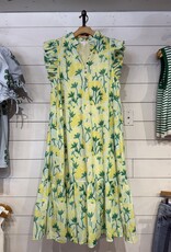 Green Flower Flowy Maxi Dress