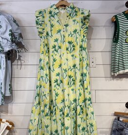 Green Flower Flowy Maxi Dress