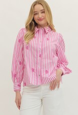 Pink/White Striped Button Down