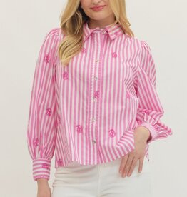 Pink/White Striped Button Down
