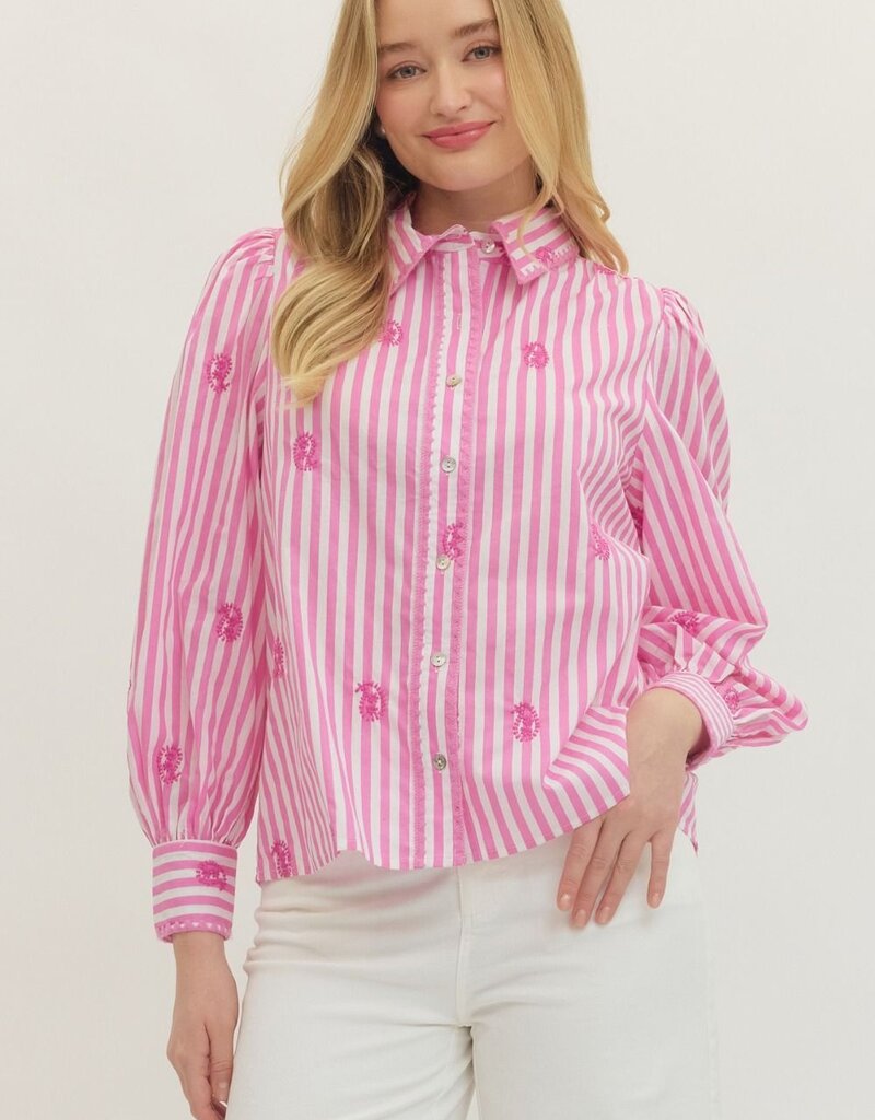 Pink/White Striped Button Down